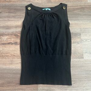 Antonio Melani Silk Blend Sweater Tank Size XS Black Sleeveless Ribbed Waist